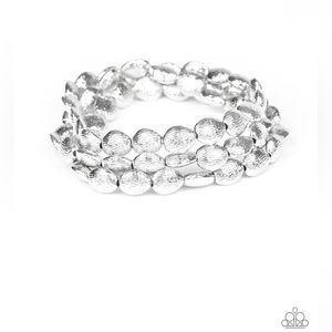 Three stack silver stretch bracelets